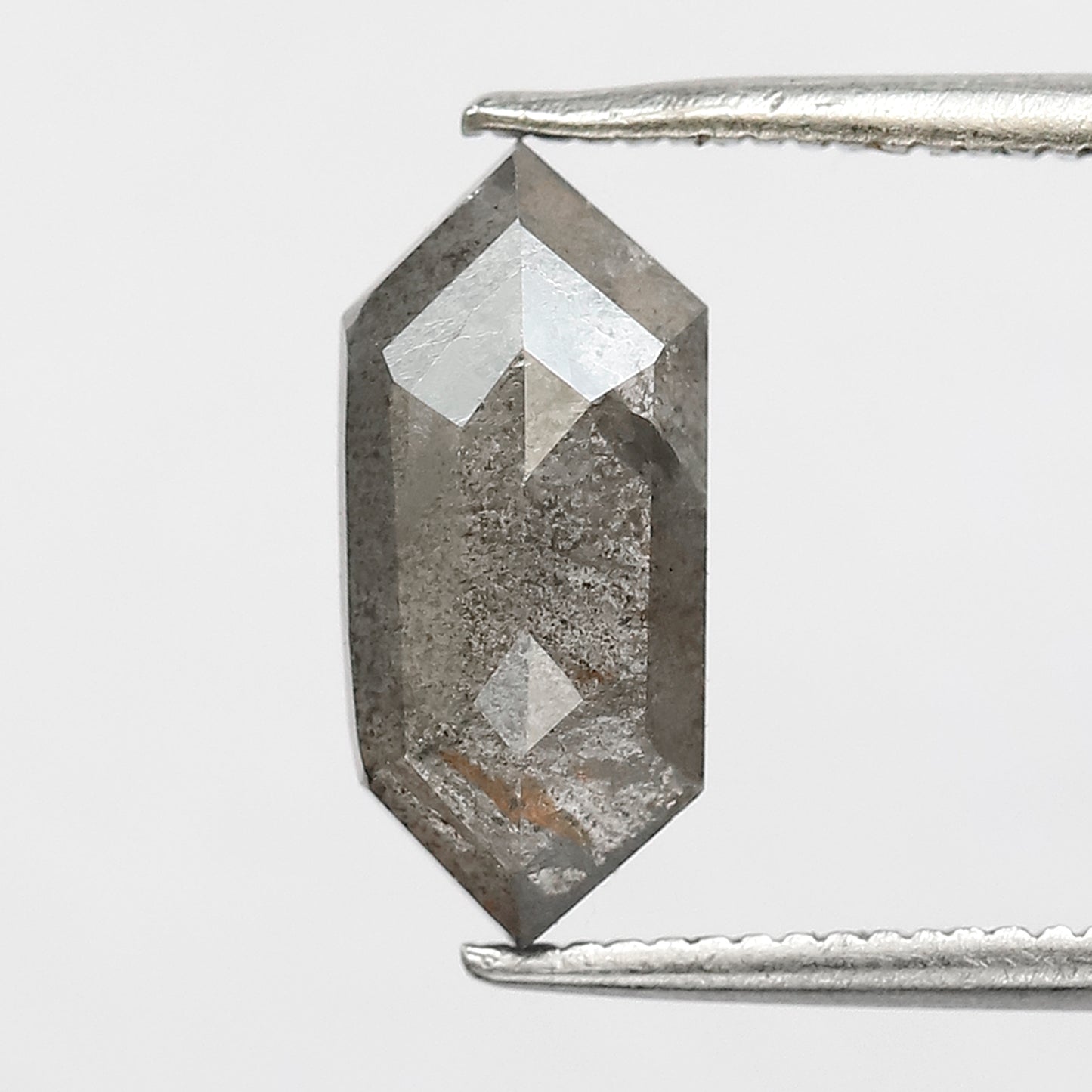 2.08 CT Elongated hexagon shape diamond 12 MM gray-black color salt and pepper natural loose diamond for making jewelry