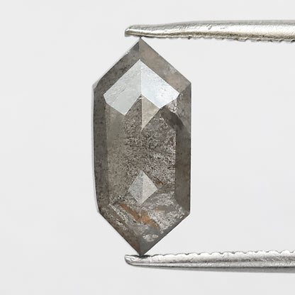 2.08 CT Elongated hexagon shape diamond 12 MM gray-black color salt and pepper natural loose diamond for making jewelry