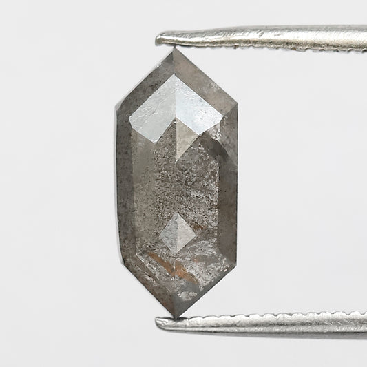 2.08 CT Elongated hexagon shape diamond 12 MM gray-black color salt and pepper natural loose diamond for making jewelry