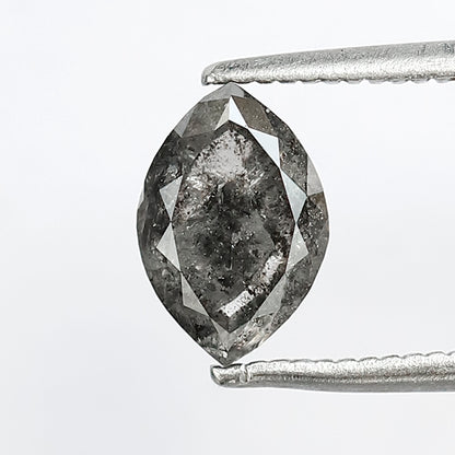 Natural 1.38 CT Marquise cut Loose Earth Mined Diamond, 8.20 mm Gray Black Salt and Pepper Diamond For Wedding Jewelry