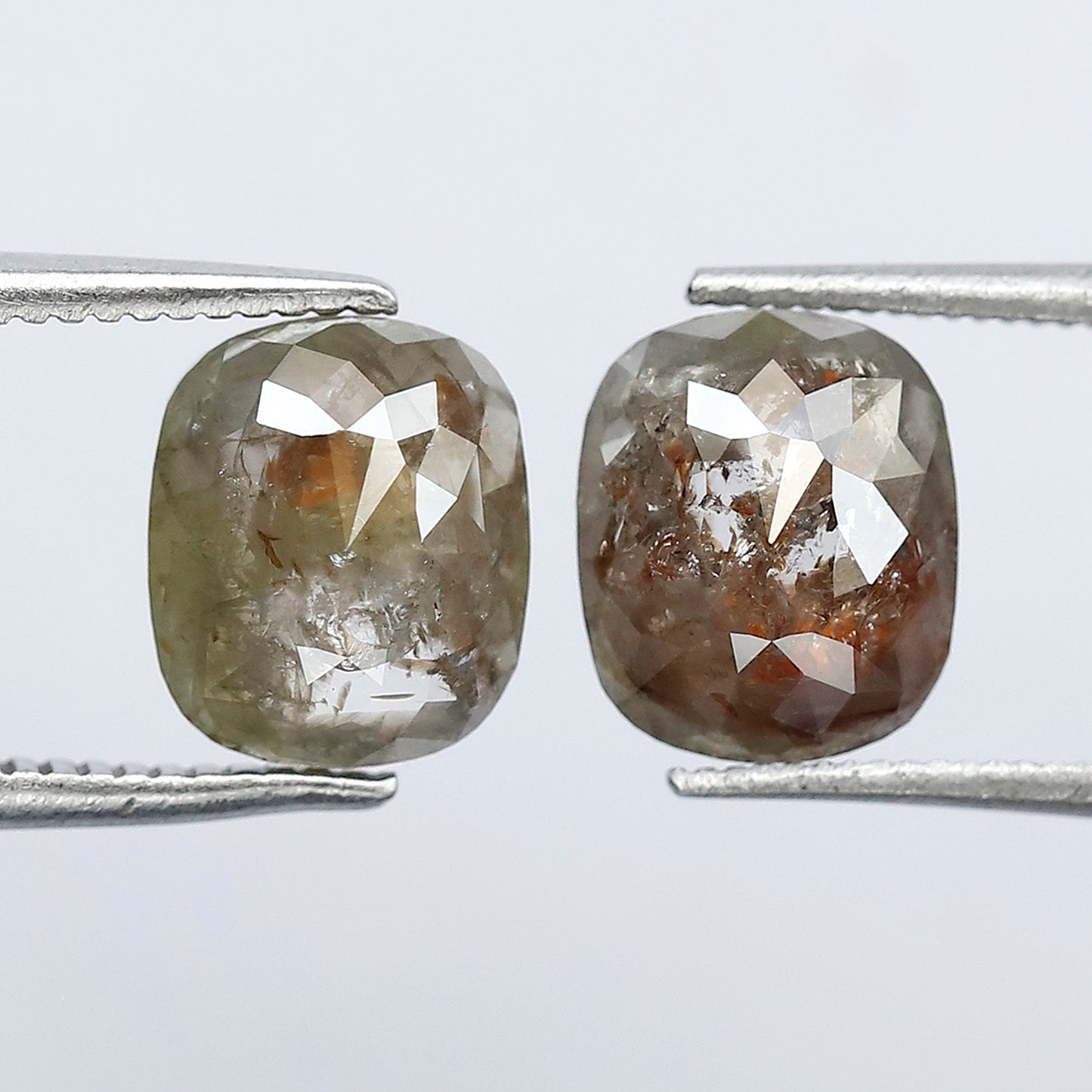 2.52 CT Pair of Cushion cut Rustic Diamonds, 7.80 mm Natural Loose Ethical Diamond For Earrings and Jewelry