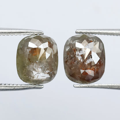 2.52 CT Pair of Cushion cut Rustic Diamonds, 7.80 mm Natural Loose Ethical Diamond For Earrings and Jewelry