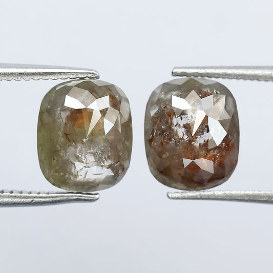 2.52 CT Pair of Cushion cut Rustic Diamonds, 7.80 mm Natural Loose Ethical Diamond For Earrings and Jewelry
