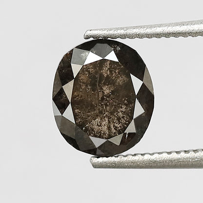 1.29 CT Oval Shape Salt and Pepper Diamond 6.50 MM Loose Natural Grey Black Color Diamond