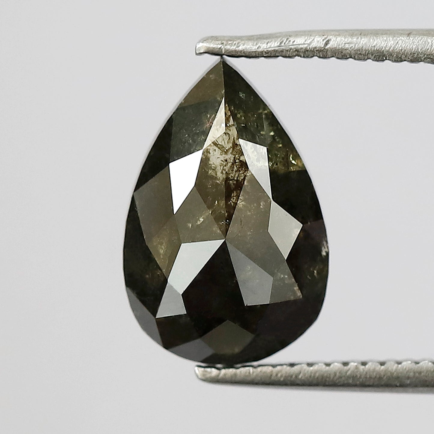 2.46 CT pear shape salt and pepper natural loose diamond 10.90 mm deep greenish gray Color black diamond for gift