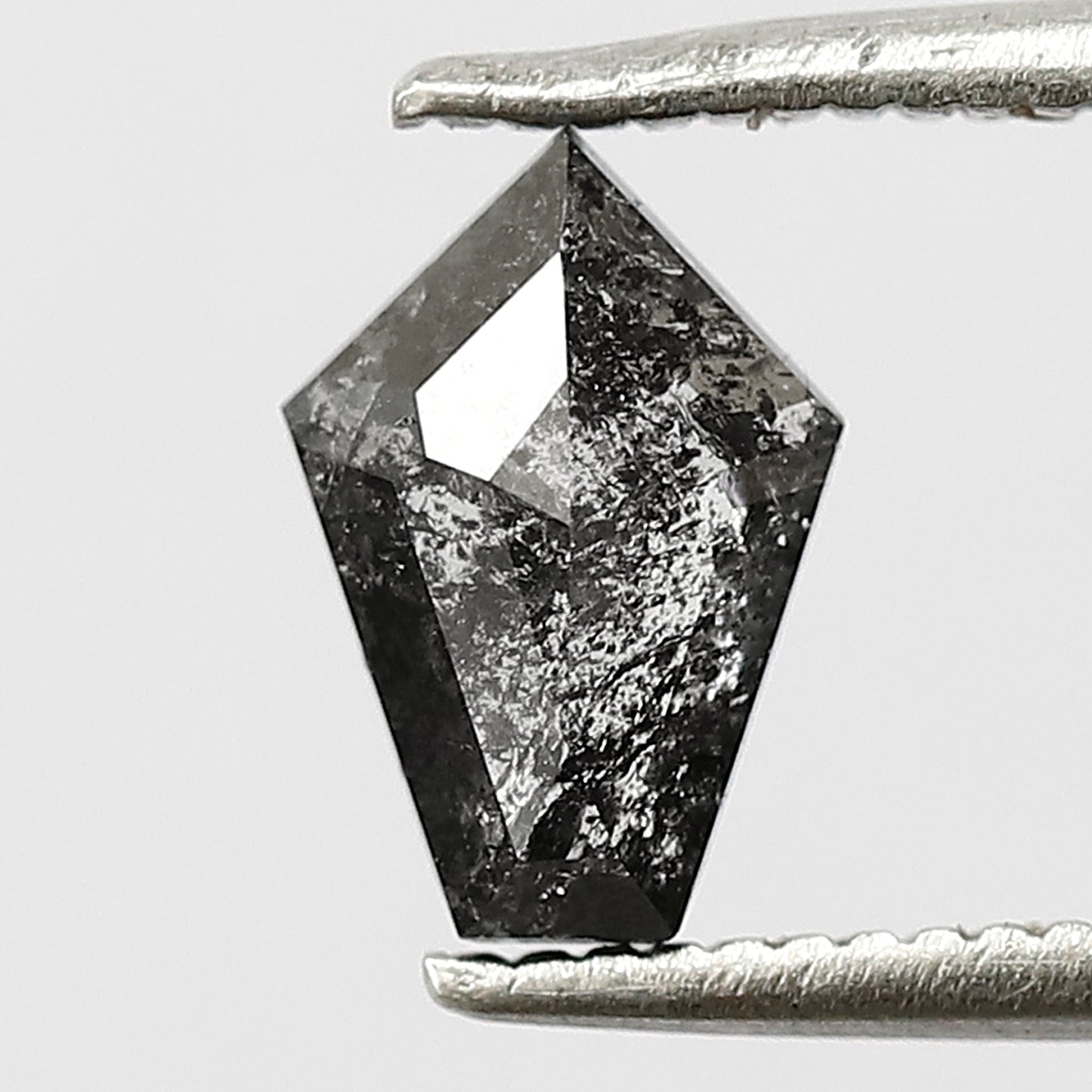 0.71 CT Shield cut salt and pepper 8 mm translucent grey and black color loose diamond for making ring