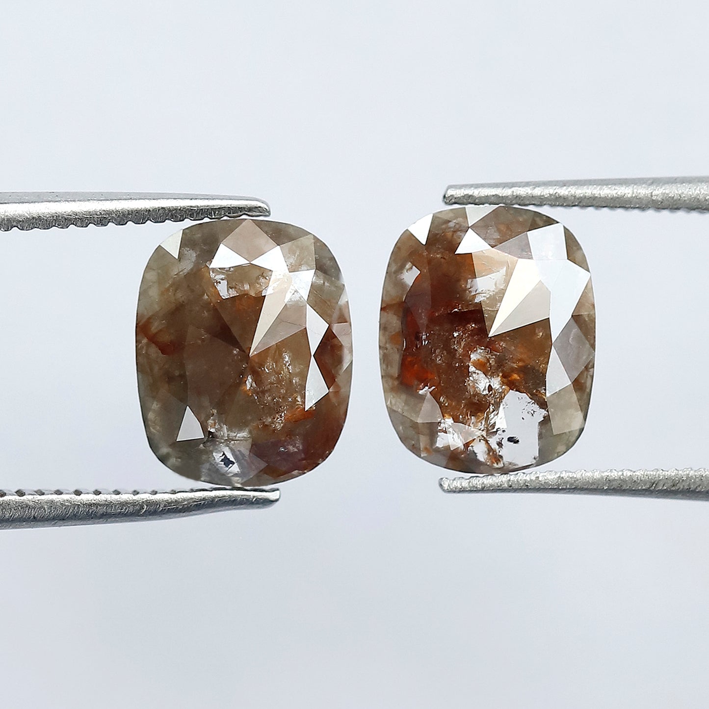 2.17 Ct Cushion Shape Rustic Diamond Pair | Natural Reddish Gray Conflict Free Loose Diamonds for Ring & Jewelry