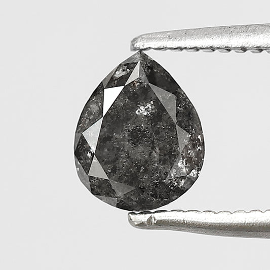 0.64 CT pear Shape Salt and Pepper 6 MM black grey Color Loose Natural Diamond For Wedding Ring