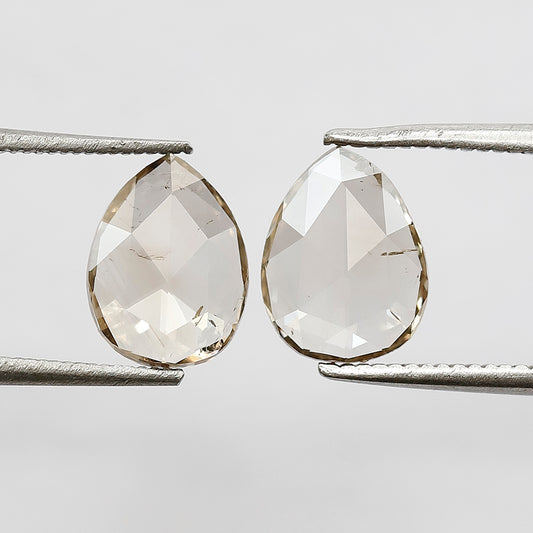 2.04 CT Matching Pear Rose Cut Loose Diamonds, Natural Champagne VS-SI Diamond Pair for Anniversary Earrings Jewelry