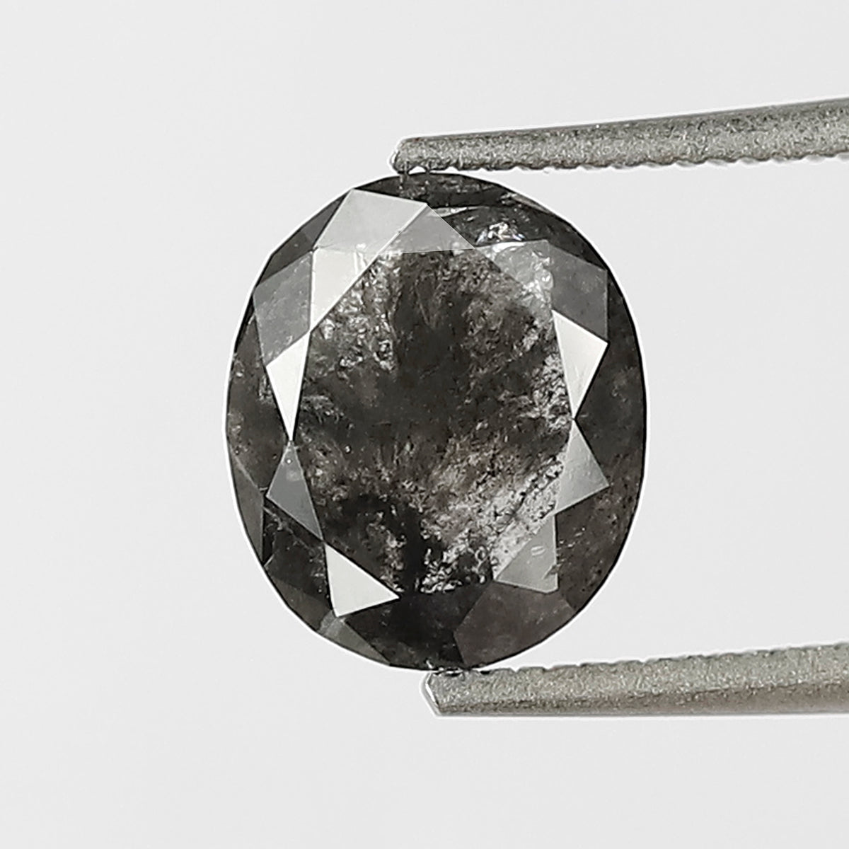 1.39 CT oval Shape Salt and Pepper Diamond 7.60 MM black grey Color Loose Natural Diamond For Wedding Ring
