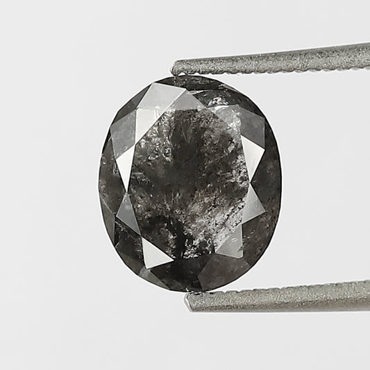 1.39 CT oval Shape Salt and Pepper Diamond 7.60 MM black grey Color Loose Natural Diamond For Wedding Ring