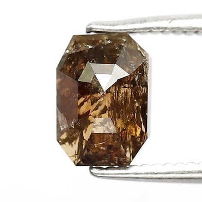 1.62 Ct 7 MM Natural Loose Diamond Champagne Brown Color Emerald Shape rustic  Rose Cut Polished Diamond for ring