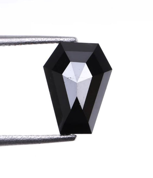 1.15 Carat Coffin Shape Black Diamond 8.1 X 6.1 mm Size Treated Black Diamond