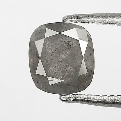 0.99 CT Cushion Cut Loose Conflict Free Diamond, Natural Salt and Pepper Diamond, 5.70 x 6.30 MM Ethical Diamond