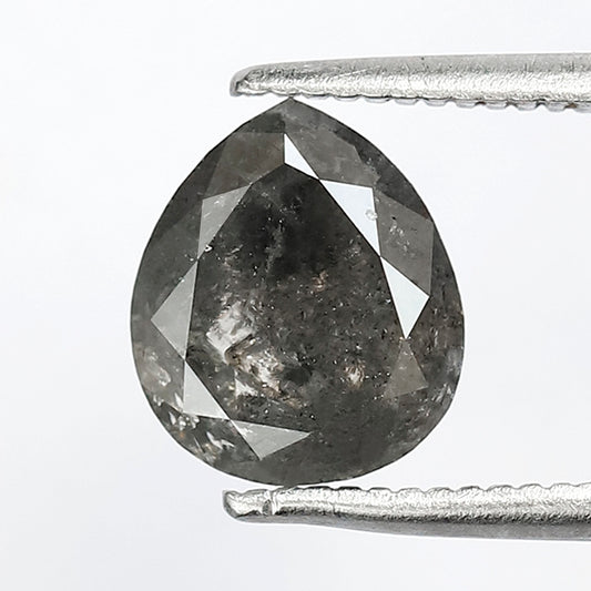 Natural 1.93 Ct Pear Cut Gray Black Salt and Pepper Diamond, 8.20 x 7.00 mm Loose Diamond for Custom Ring