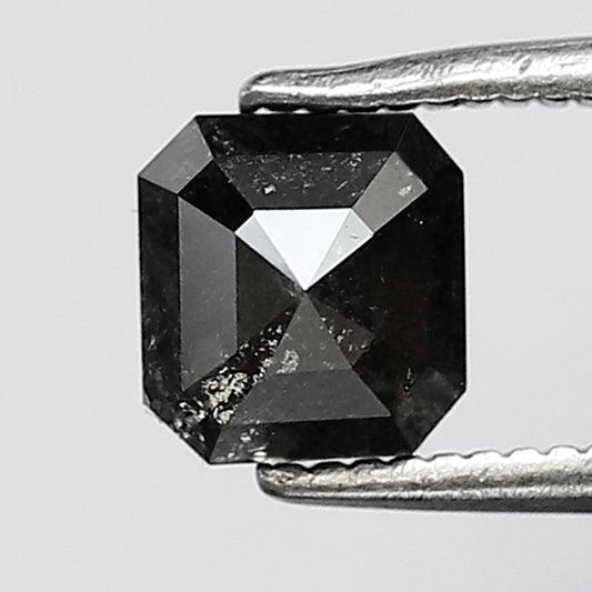 1.30 CT Asscher cut Earth Mined Loose Diamond, 5.70 x 5.30 mm Natural Salt and Pepper Diamond For Women Ring