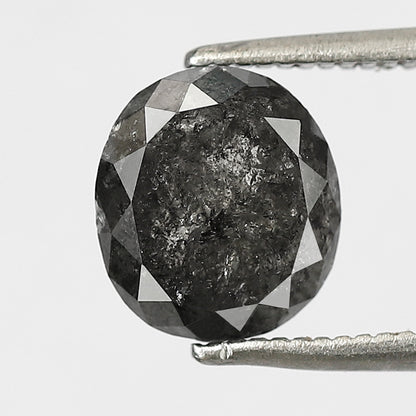 2.74 CT oval salt and pepper diamond 8.40 mm gray-black color natural loose diamond for wedding jewelry
