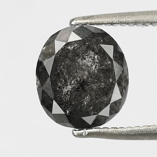 2.74 CT oval salt and pepper diamond 8.40 mm gray-black color natural loose diamond for wedding jewelry
