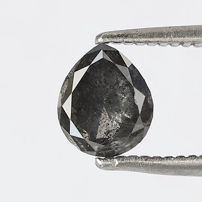 0.80 ct pear Shape Salt and Pepper Diamond 6 MM black grey Color Loose Natural Diamond For Wedding Ring