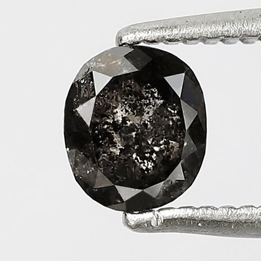 0.64 CT Oval Shape Salt and Pepper Diamond 5 MM Loose Natural Grey Black Color Diamond Birthday ring