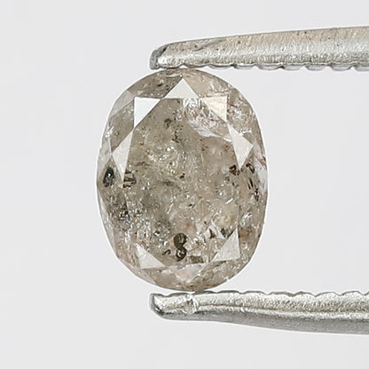 0.77 CT Oval shape natural diamond 5.80 MM translucent gray-black salt and pepper diamond for making jewelry