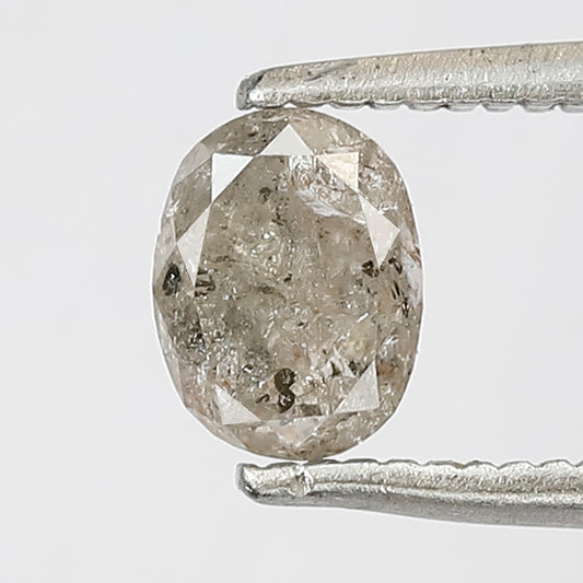 0.77 CT Oval shape natural diamond 5.80 MM translucent gray-black salt and pepper diamond for making jewelry
