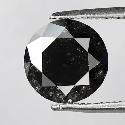 2.15 CT Round Brilliant cut Loose Diamond, Natural Salt and Pepper Earth Mined Diamond, 8.70 mm Stone for Engagement Ring