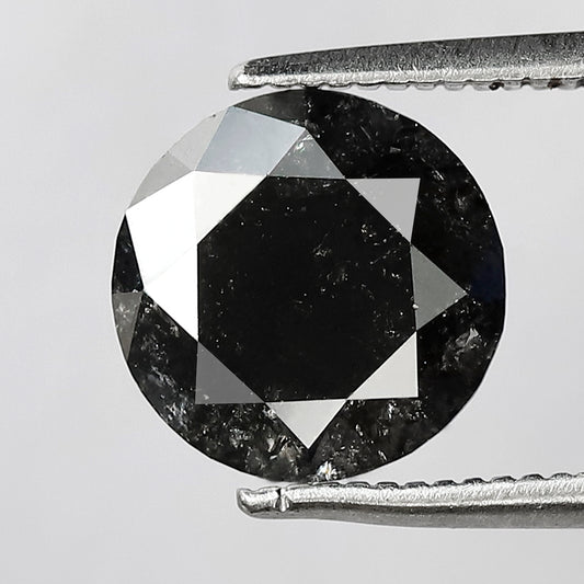 2.15 CT Round Brilliant cut Loose Diamond, Natural Salt and Pepper Earth Mined Diamond, 8.70 mm Stone for Engagement Ring