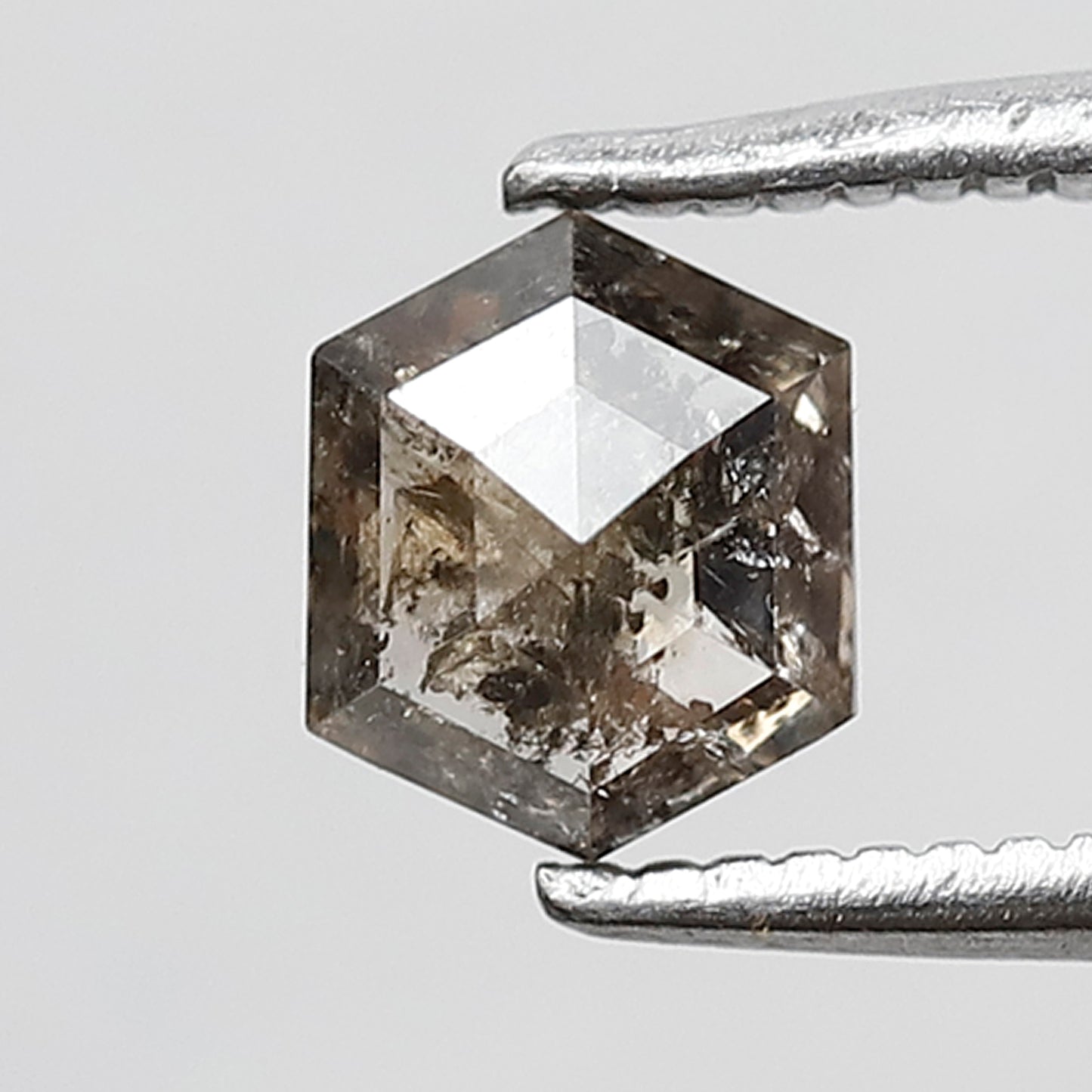 0.70 CT Hexagon Shape Salt and Pepper Diamond 5.80 MM black grey Color Loose Natural Diamond For Wedding Ring