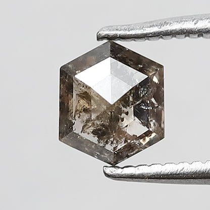 0.70 CT Hexagon Shape Salt and Pepper Diamond 5.80 MM black grey Color Loose Natural Diamond For Wedding Ring