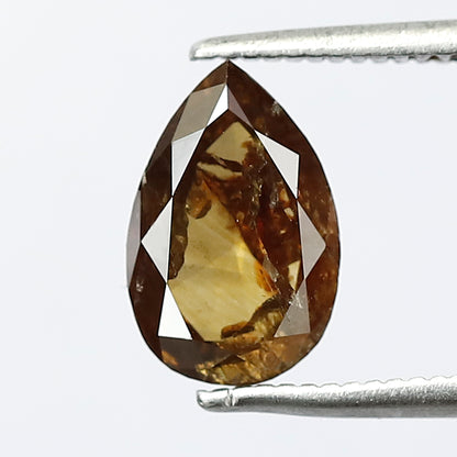 1.78 CT Pear Cut Rustic Diamond, Brownish Red Natural Loose Diamond, Conflict Free Diamond for Custom Bridal Ring