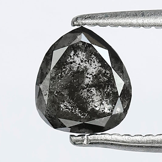 0.84 CT Pear Salt and Pepper Diamond, Natural Earth Mined Gray Black Loose Diamond For Bridal Jewelry
