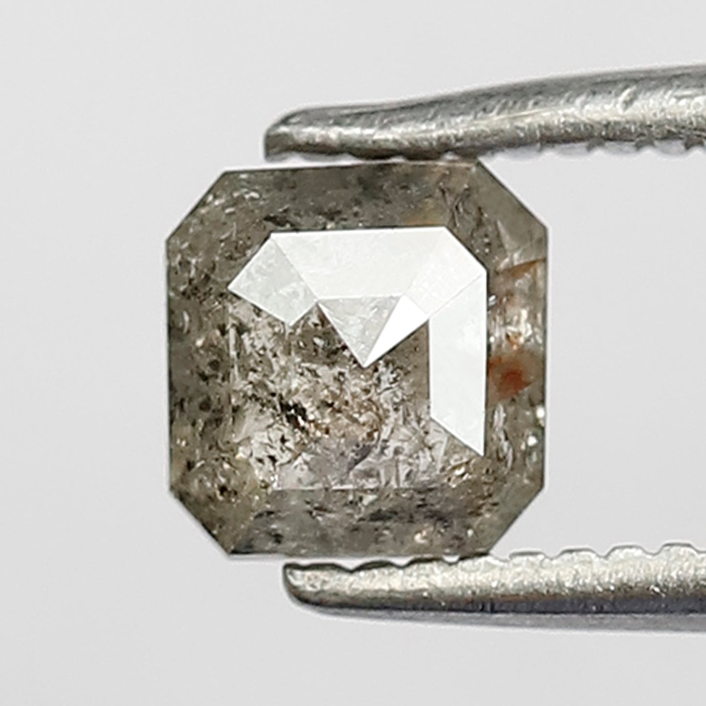 0.60 CT Asscher Shape Salt and Pepper Diamond 5 MM Loose Natural Grey Black Color Diamond Ring For Her