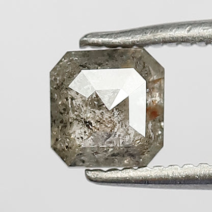0.60 CT Asscher Shape Salt and Pepper Diamond 5 MM Loose Natural Grey Black Color Diamond Ring For Her