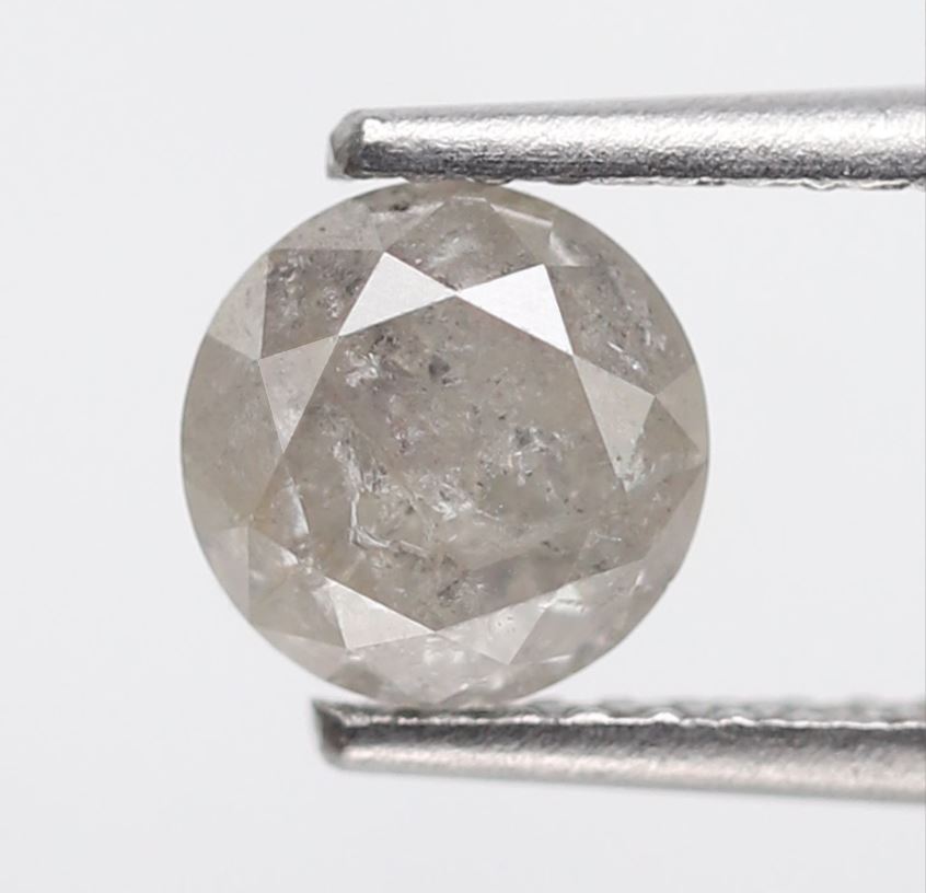 1.08 CT, 5.9 x 5.9 MM Round Brilliant cut Conflict Free Gray Black Salt and Pepper Diamond For Engagement Ring