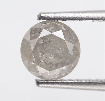 1.08 CT, 5.9 x 5.9 MM Round Brilliant cut Conflict Free Gray Black Salt and Pepper Diamond For Engagement Ring