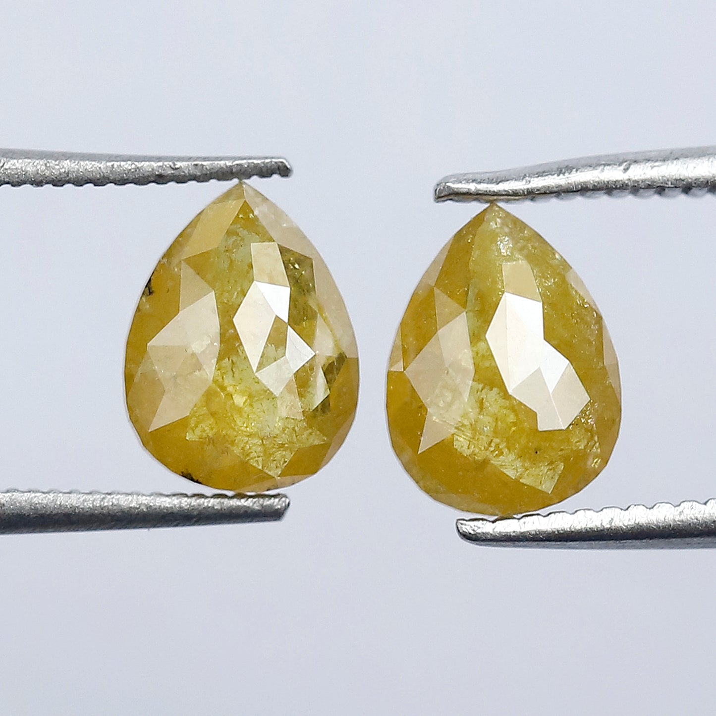1.59 Ct Pear Loose Diamond Pair | Natural Yellow Rustic Diamonds | 7.50 x 5.70 mm Stud Earrings Stones