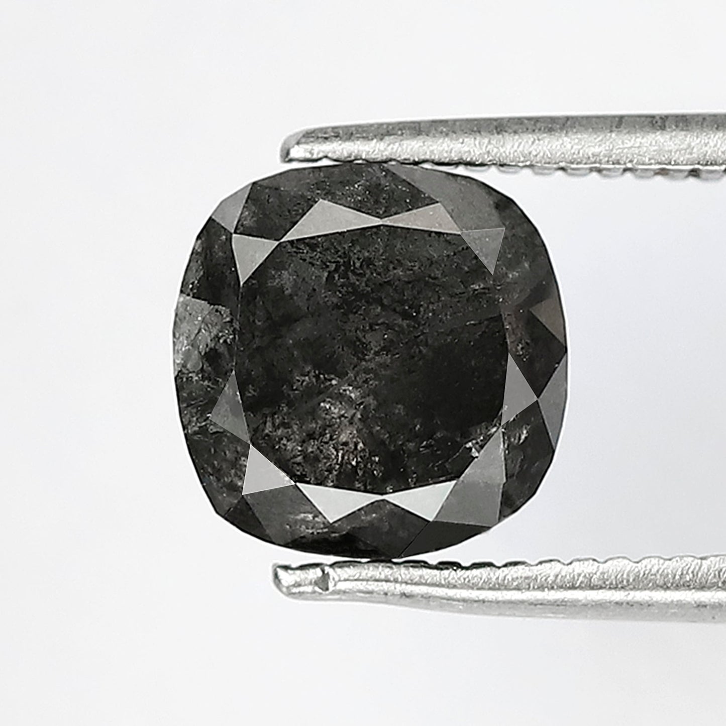 2.69 CT Cushion Cut Salt and Pepper Diamond, Natural Gray Black Diamond, Earth Mined Loose Stone for Engagement Ring