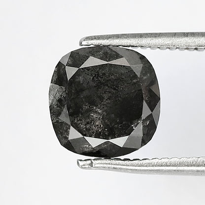 2.69 CT Cushion Cut Salt and Pepper Diamond, Natural Gray Black Diamond, Earth Mined Loose Stone for Engagement Ring