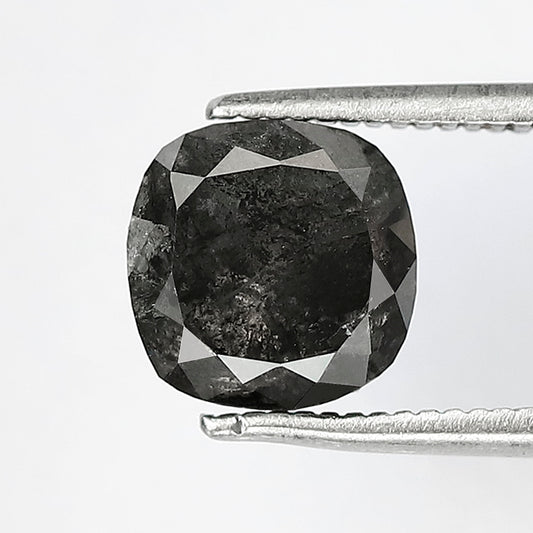 2.69 CT Cushion Cut Salt and Pepper Diamond, Natural Gray Black Diamond, Earth Mined Loose Stone for Engagement Ring