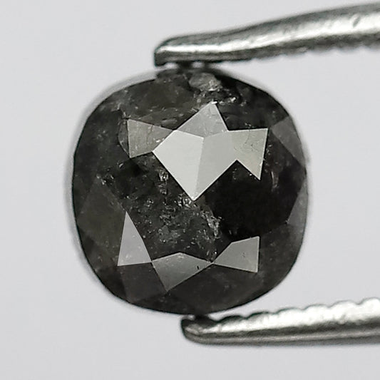 1.33 ct 5 mm natural black square cut diamond, salt and pepper diamond ring