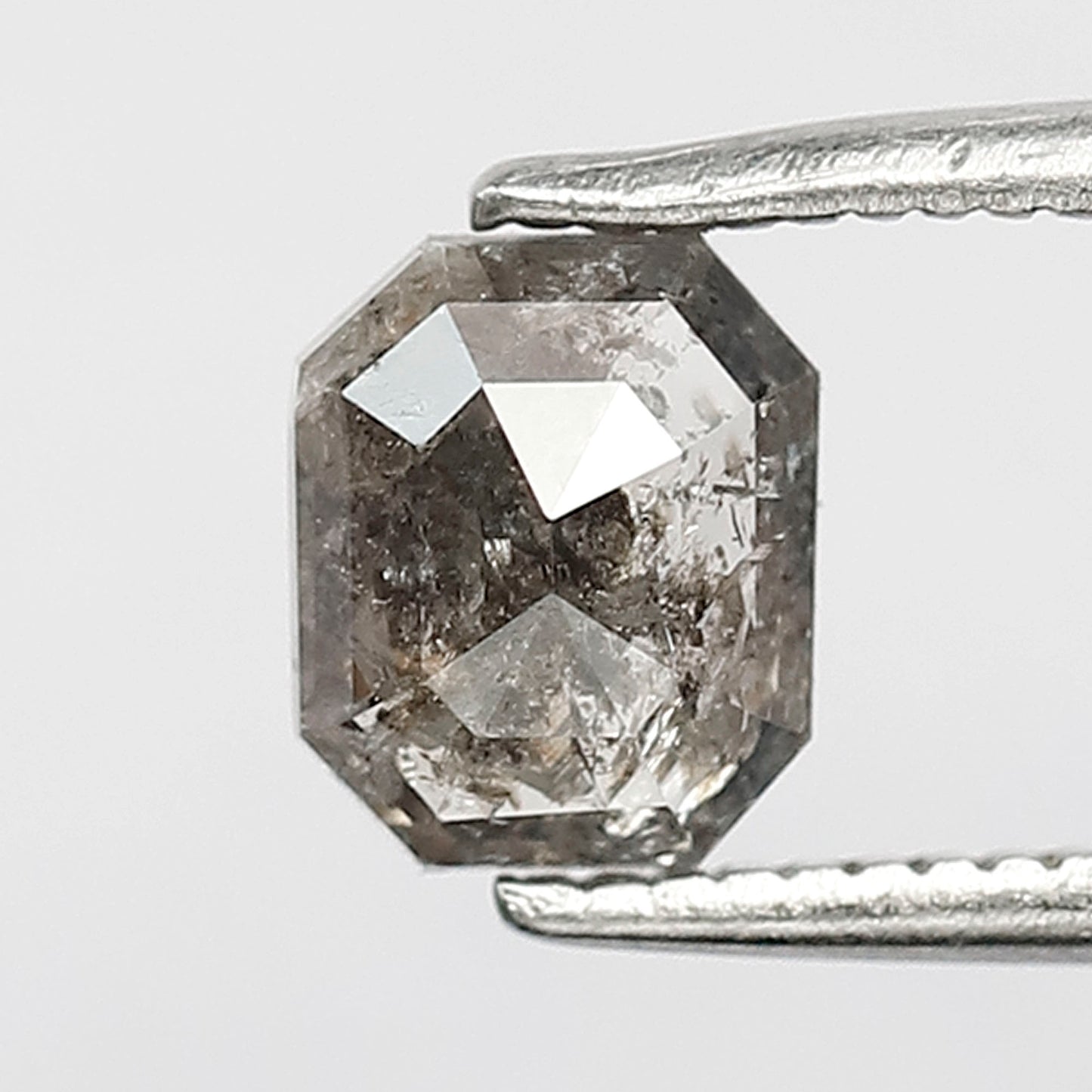 0.81 Ct Emerald Cut Salt & Pepper Diamond, Natural Gray Black Loose Diamond for Anniversary Ring Gift