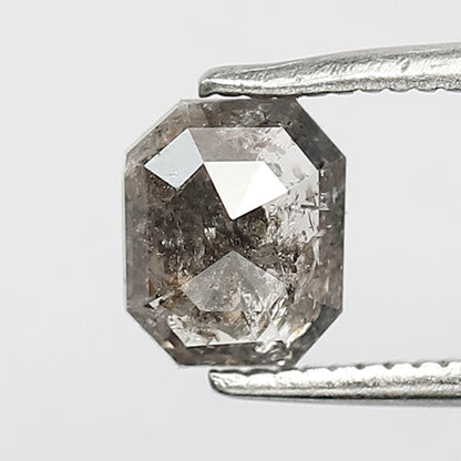 0.81 Ct Emerald Cut Salt & Pepper Diamond, Natural Gray Black Loose Diamond for Anniversary Ring Gift
