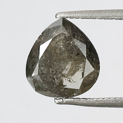 Pear Cut 2.65 Carat Salt & Pepper Diamond | Greenish Gray Black Natural Diamond | 9mm Loose Gem for Proposal Ring
