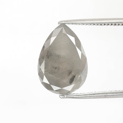4.98 CT Pear Shape Salt and Pepper Diamond 12.80 MM black grey Color Loose Natural Diamond For Wedding Ring