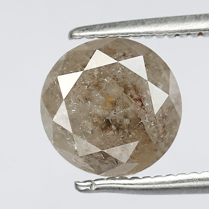 Natural 2.38 CT Round Brilliant cut Salt and Pepper Diamond, 7.60 x 7.60 mm Loose Rustic Diamond for Custom Engagement Ring