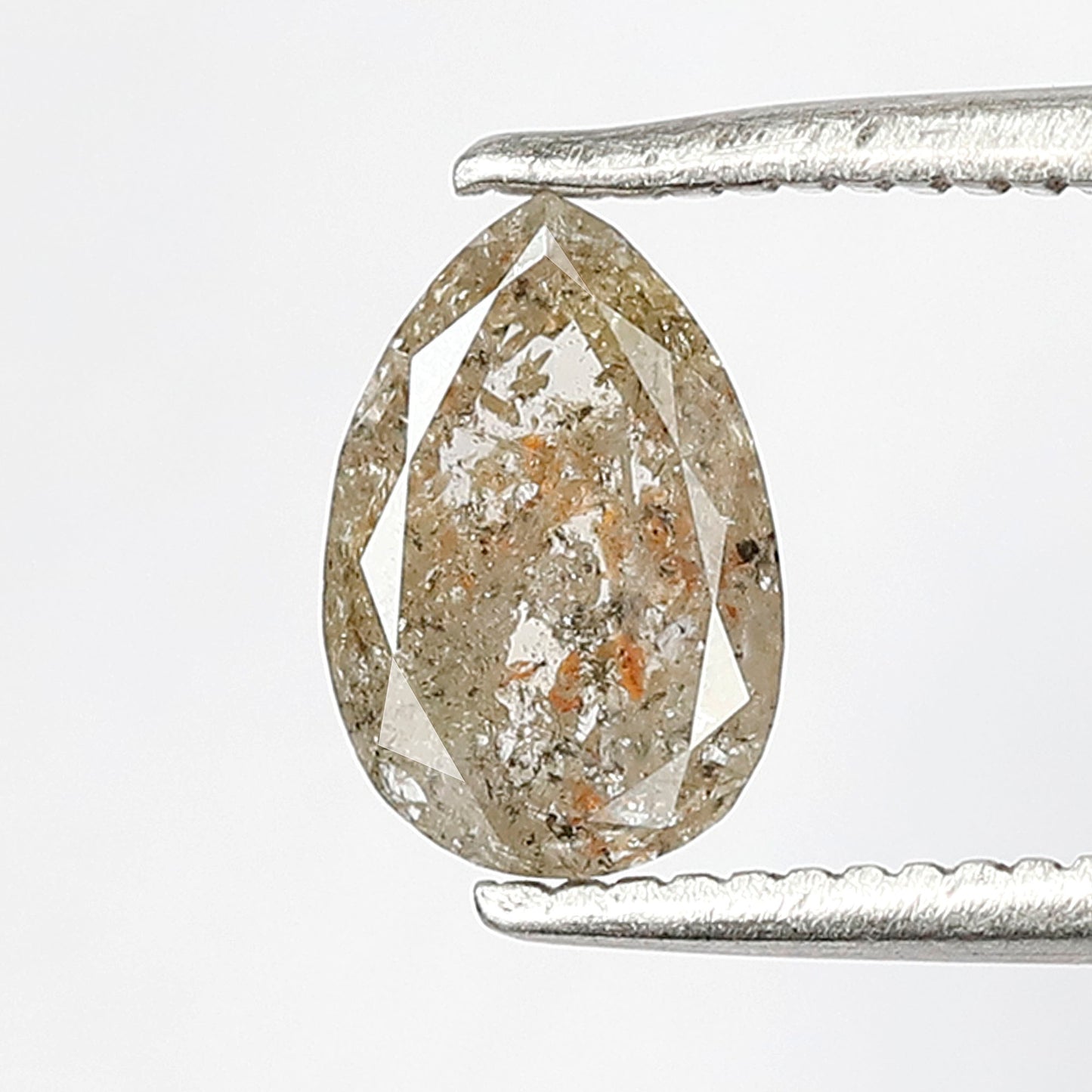 0.94 Ct Pear Shape Salt & Pepper Diamond, 7.60 mm Natural Light Brown Conflict Free Loose Diamond for Engagement Ring