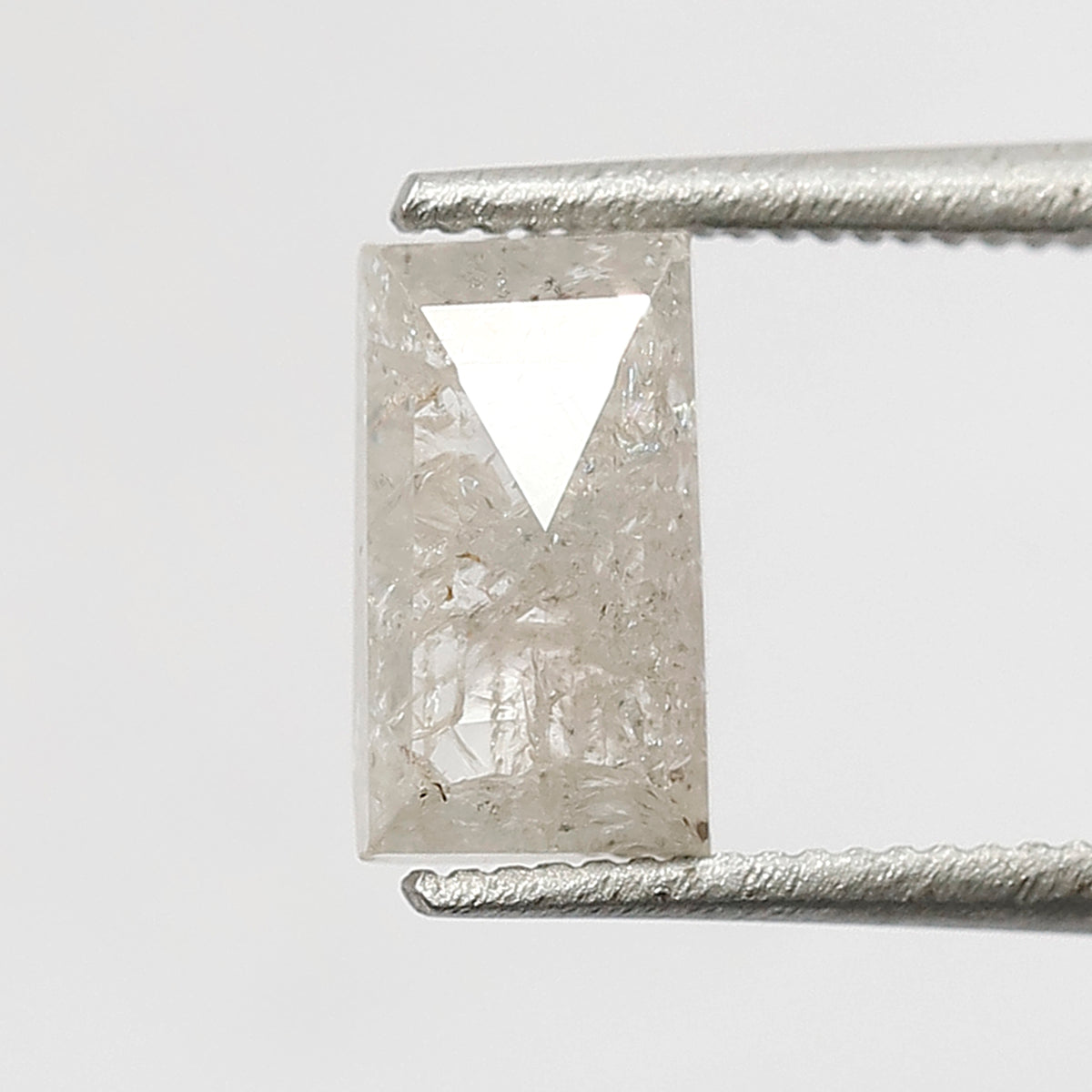 7 MM Natural Misty white color Salt and Pepper Diamond 1.04 CT rectangle shape cut Loose Diamond For Ring