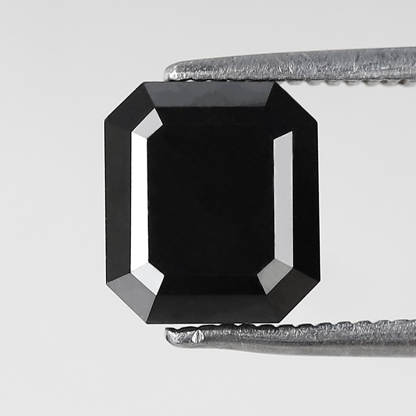 Emerald Cut Natural Treated Black Diamond 3.08 CT, 8.00 x 7.00 mm Loose Diamond for Engagement Ring Jewelry Making