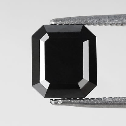 Emerald Cut Natural Treated Black Diamond 3.08 CT, 8.00 x 7.00 mm Loose Diamond for Engagement Ring Jewelry Making